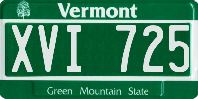 VT license plate XVI725
