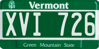 VT license plate XVI726