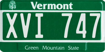 VT license plate XVI747
