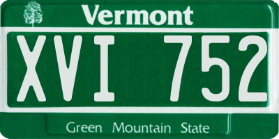 VT license plate XVI752