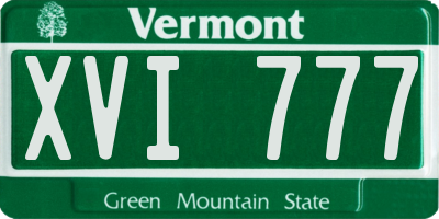 VT license plate XVI777