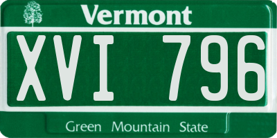 VT license plate XVI796
