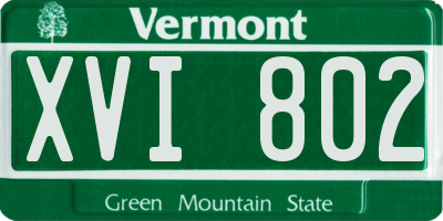 VT license plate XVI802