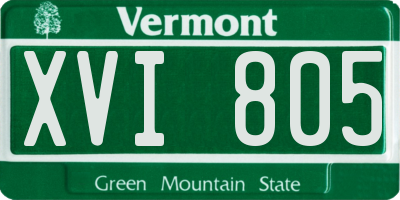 VT license plate XVI805