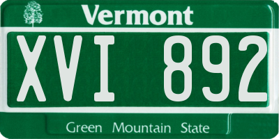 VT license plate XVI892
