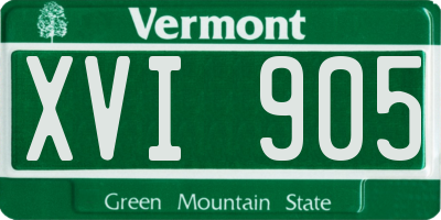 VT license plate XVI905