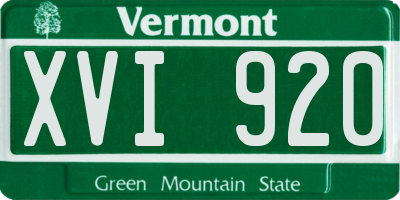 VT license plate XVI920