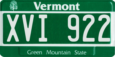 VT license plate XVI922