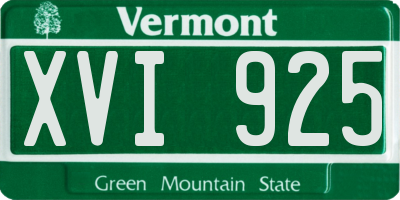 VT license plate XVI925