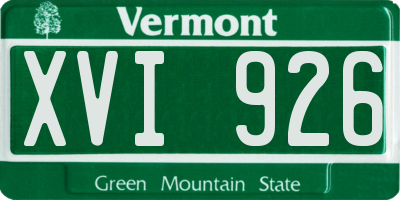 VT license plate XVI926