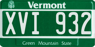 VT license plate XVI932