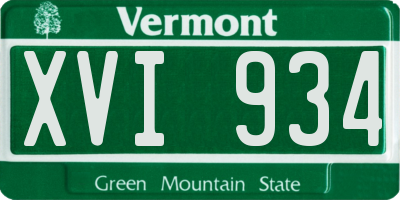 VT license plate XVI934