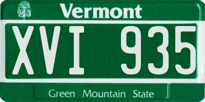 VT license plate XVI935