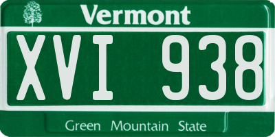 VT license plate XVI938