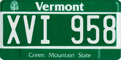 VT license plate XVI958