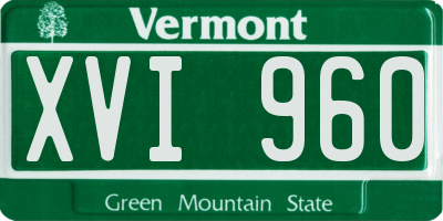 VT license plate XVI960