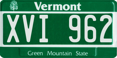 VT license plate XVI962