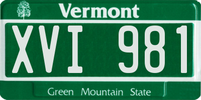 VT license plate XVI981