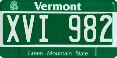 VT license plate XVI982