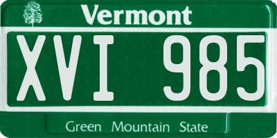 VT license plate XVI985