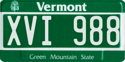 VT license plate XVI988