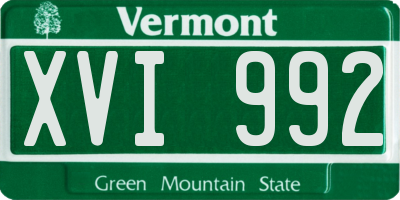VT license plate XVI992