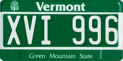 VT license plate XVI996