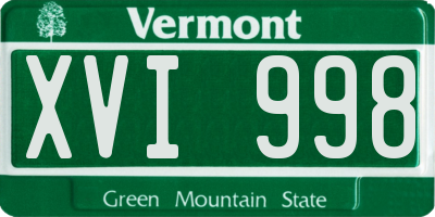 VT license plate XVI998