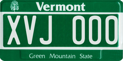 VT license plate XVJ000