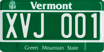 VT license plate XVJ001