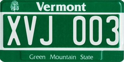 VT license plate XVJ003
