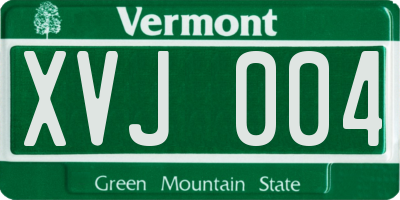 VT license plate XVJ004