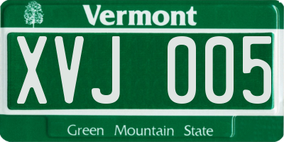 VT license plate XVJ005
