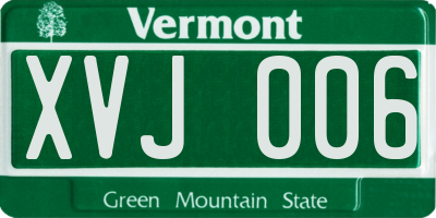 VT license plate XVJ006