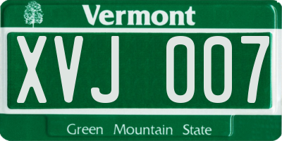 VT license plate XVJ007