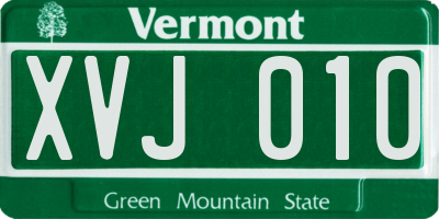 VT license plate XVJ010