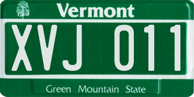 VT license plate XVJ011