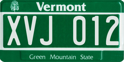VT license plate XVJ012