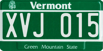 VT license plate XVJ015
