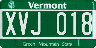 VT license plate XVJ018