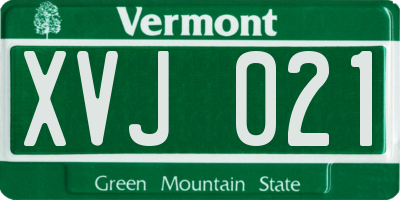 VT license plate XVJ021