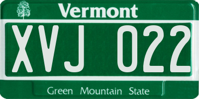 VT license plate XVJ022
