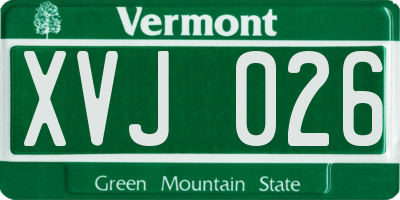 VT license plate XVJ026