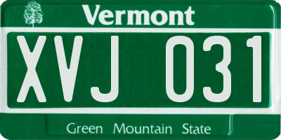 VT license plate XVJ031