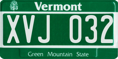 VT license plate XVJ032