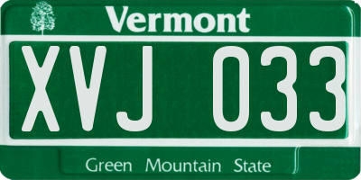 VT license plate XVJ033