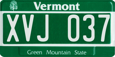 VT license plate XVJ037