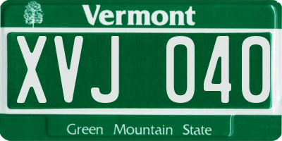 VT license plate XVJ040