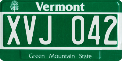 VT license plate XVJ042