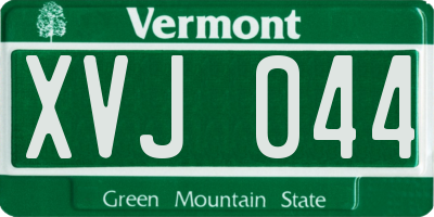 VT license plate XVJ044
